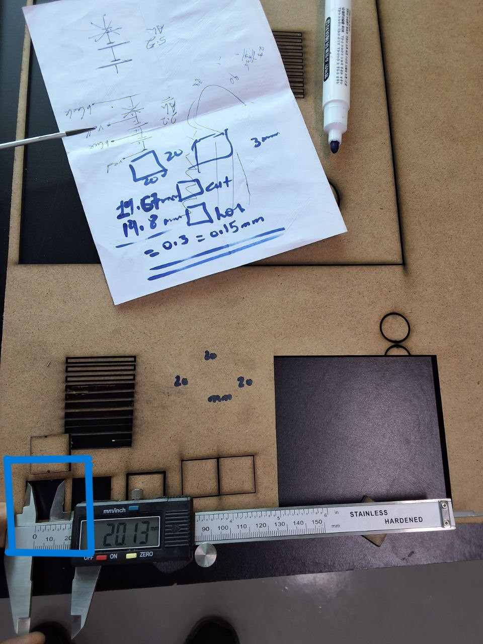 20x20 kerf test sample inner