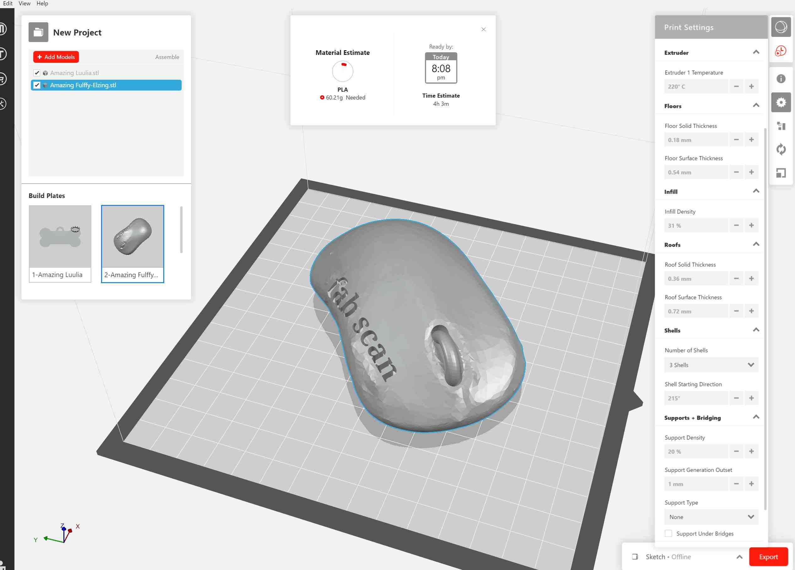 Scanning my PC mouse with Peel scanning and printing