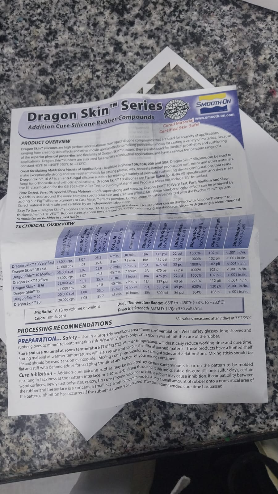 Dragon Skin 10 Datasheet