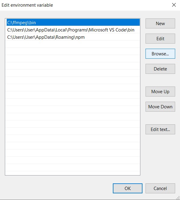 ffmpeg path environment variable
