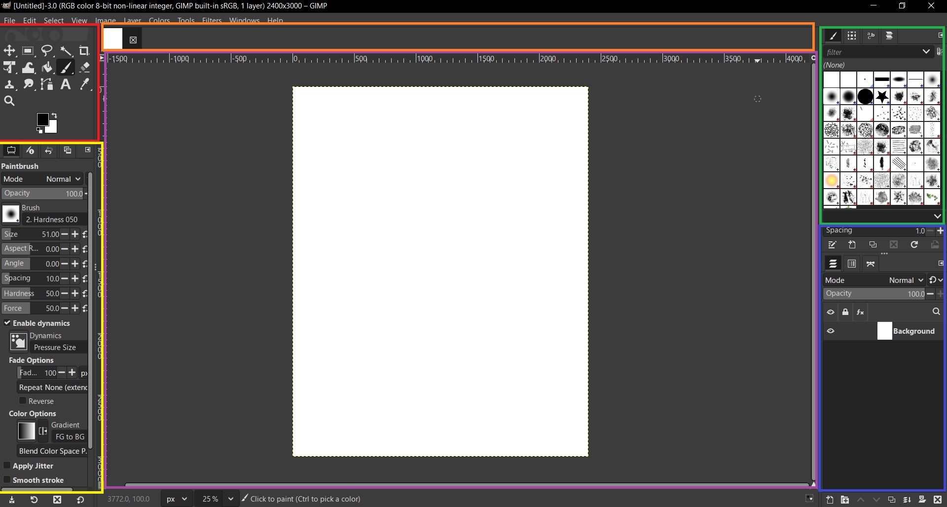 Gimp software interface
