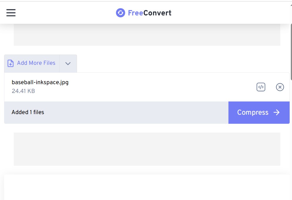 Image compressor website interface