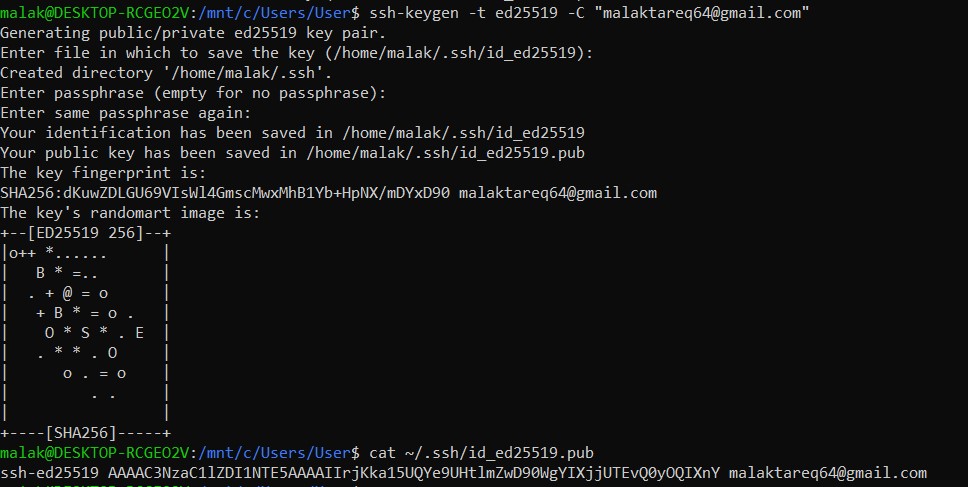 SSH key generation in WSL terminal