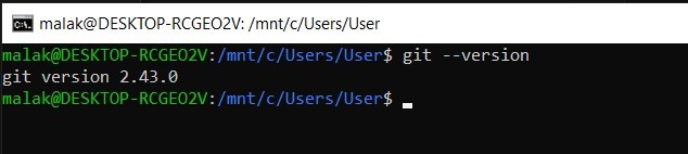 Git version in WSL terminal