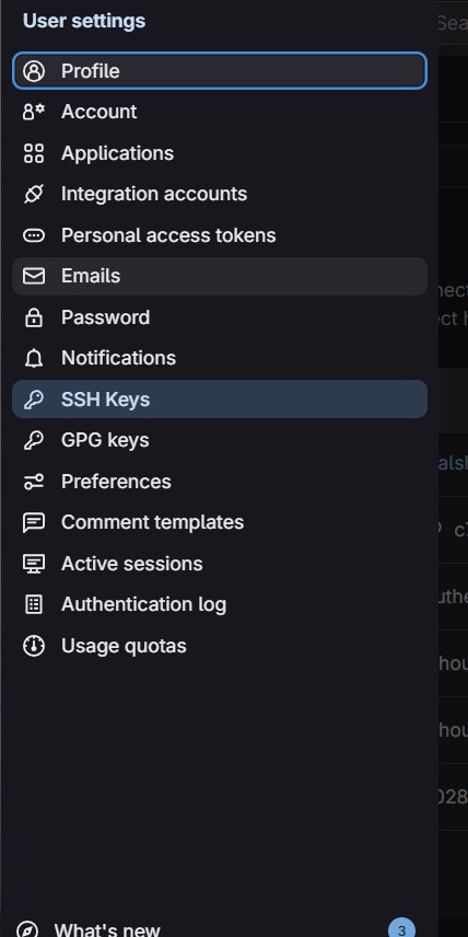 SSH Keys option in GitLab