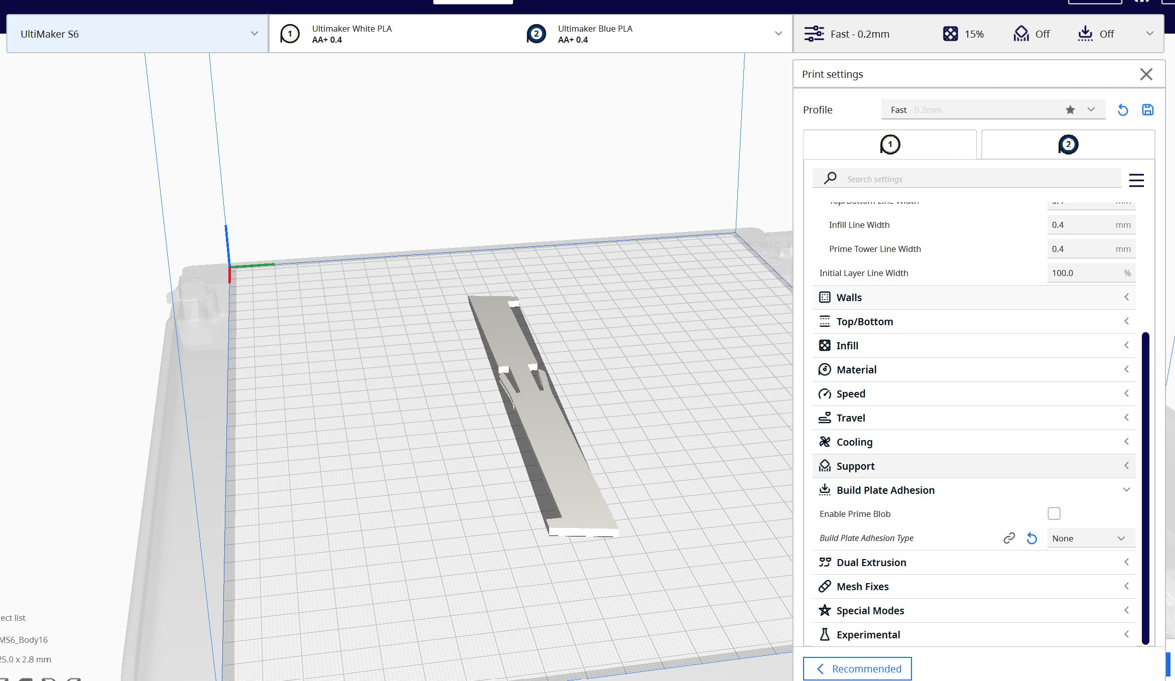 Tine Print Slicer settings in Cura