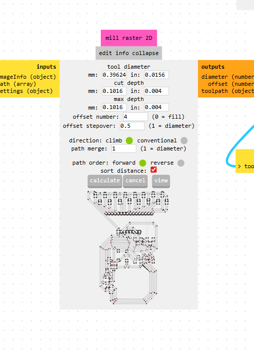 Mods CE settings for front copper layer milling raster 2D