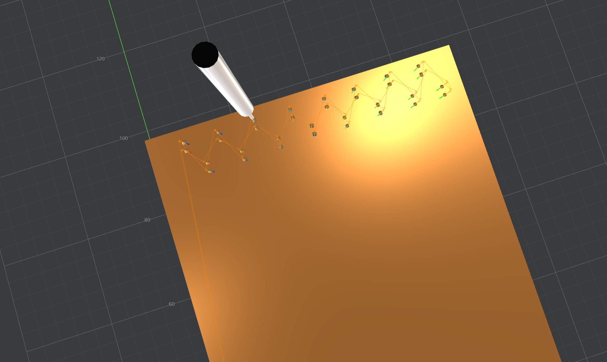 3D simulated preview of the drilled hole matrix positions