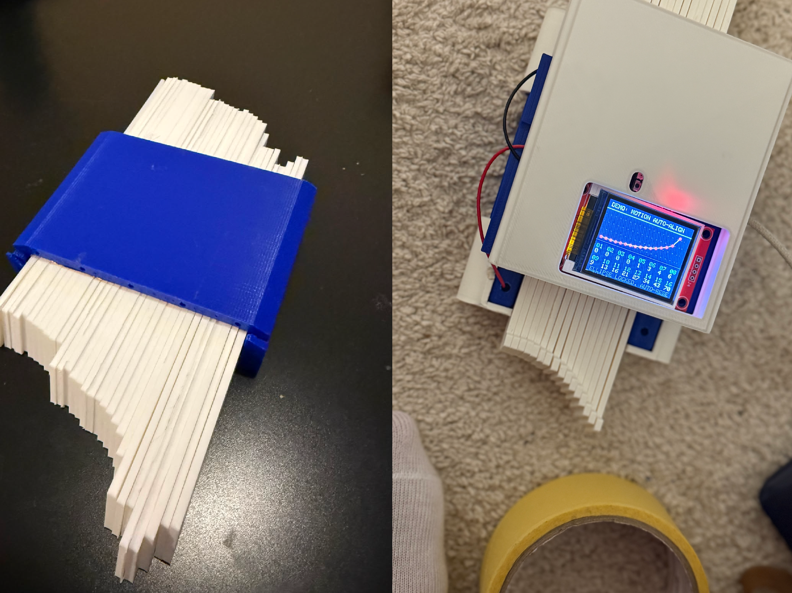 Traditional mechanical contour gauge (left) vs the Digital Contour Gauge (right)