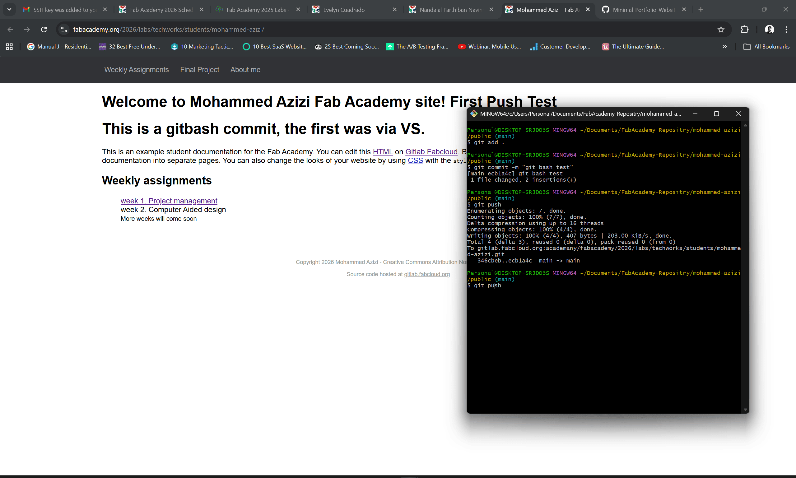 First push using git-push command in terminal