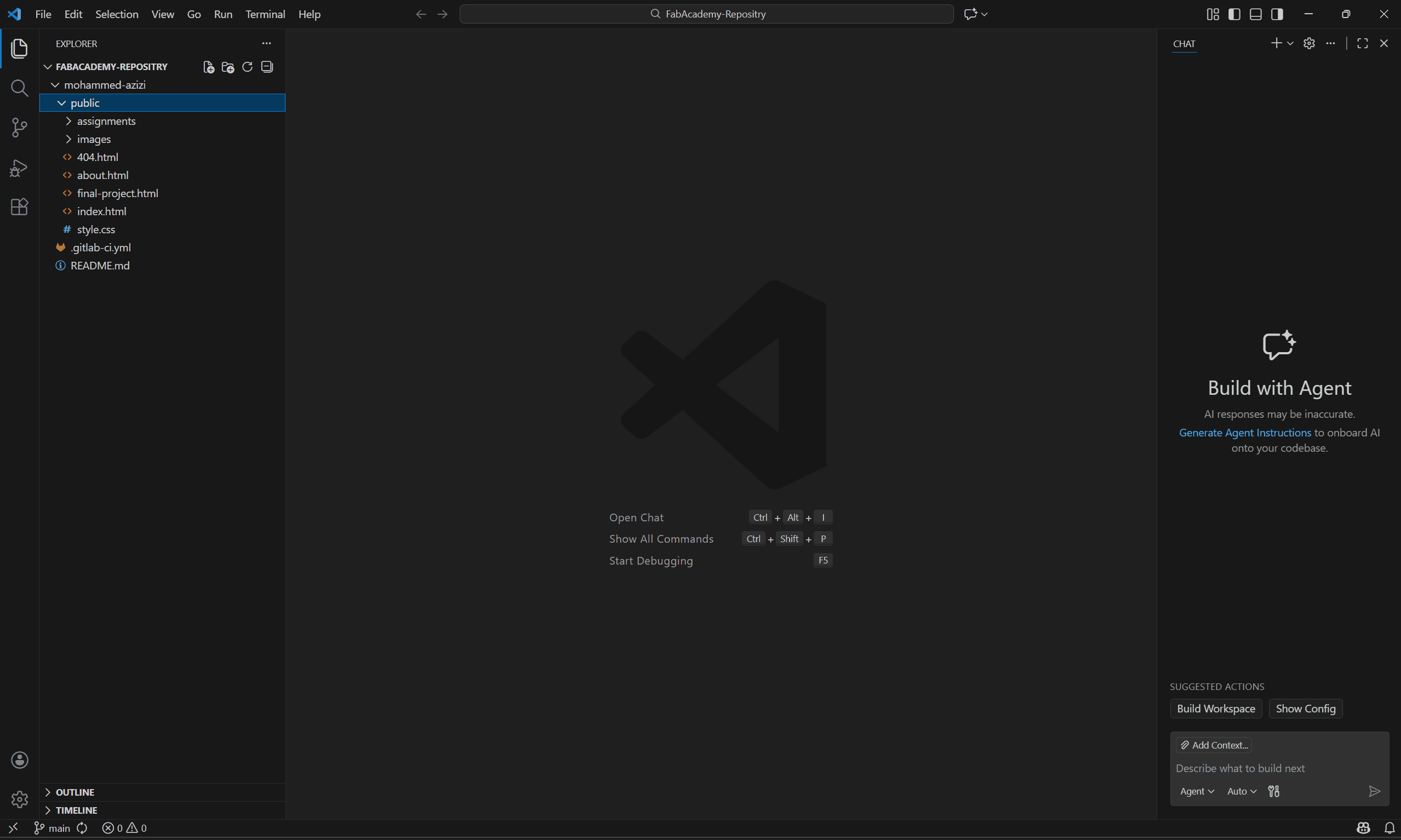 Visual Studio Interface after successfull clone