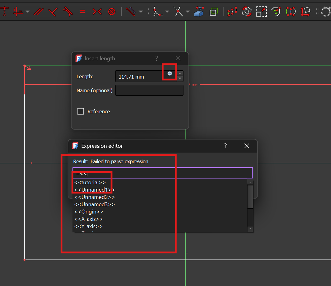 Exploring the expression editor to call the parameters defined - error
