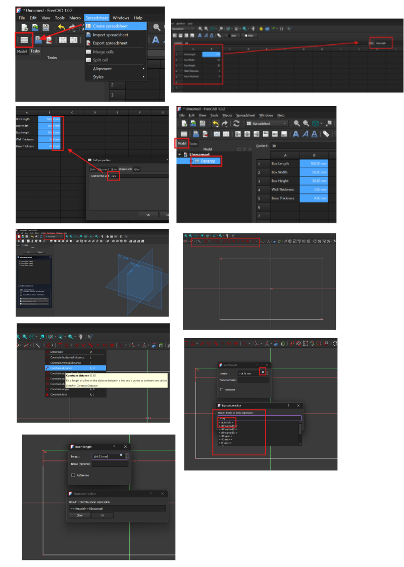 FreeCAD Parametric Spreadsheet