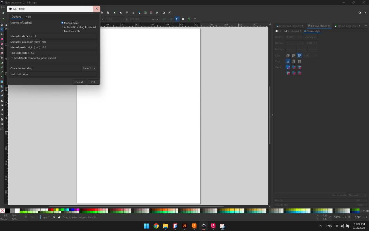 Importing to Inkscape-Make sure its set to manual scale