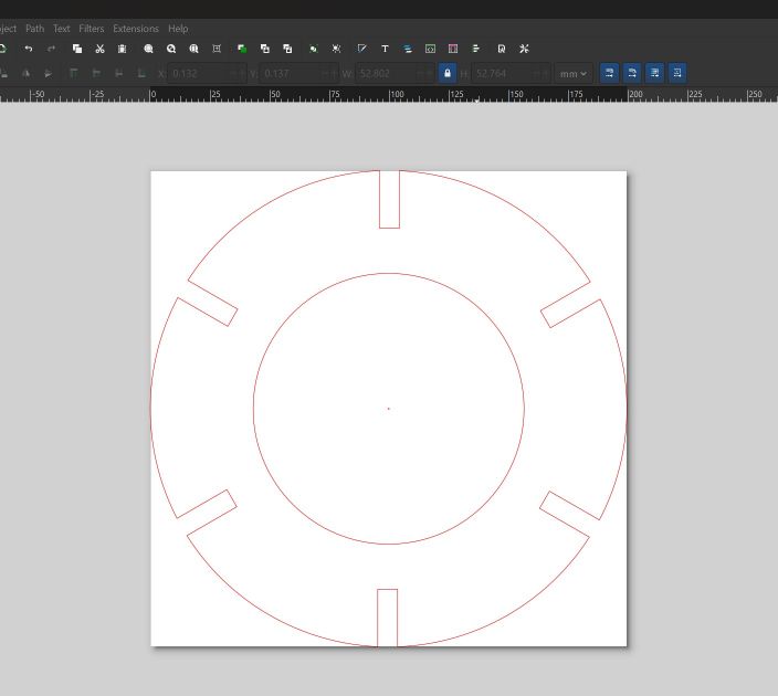 Importing to Inkscape and preparing the file to be laser ready,also note width and height.