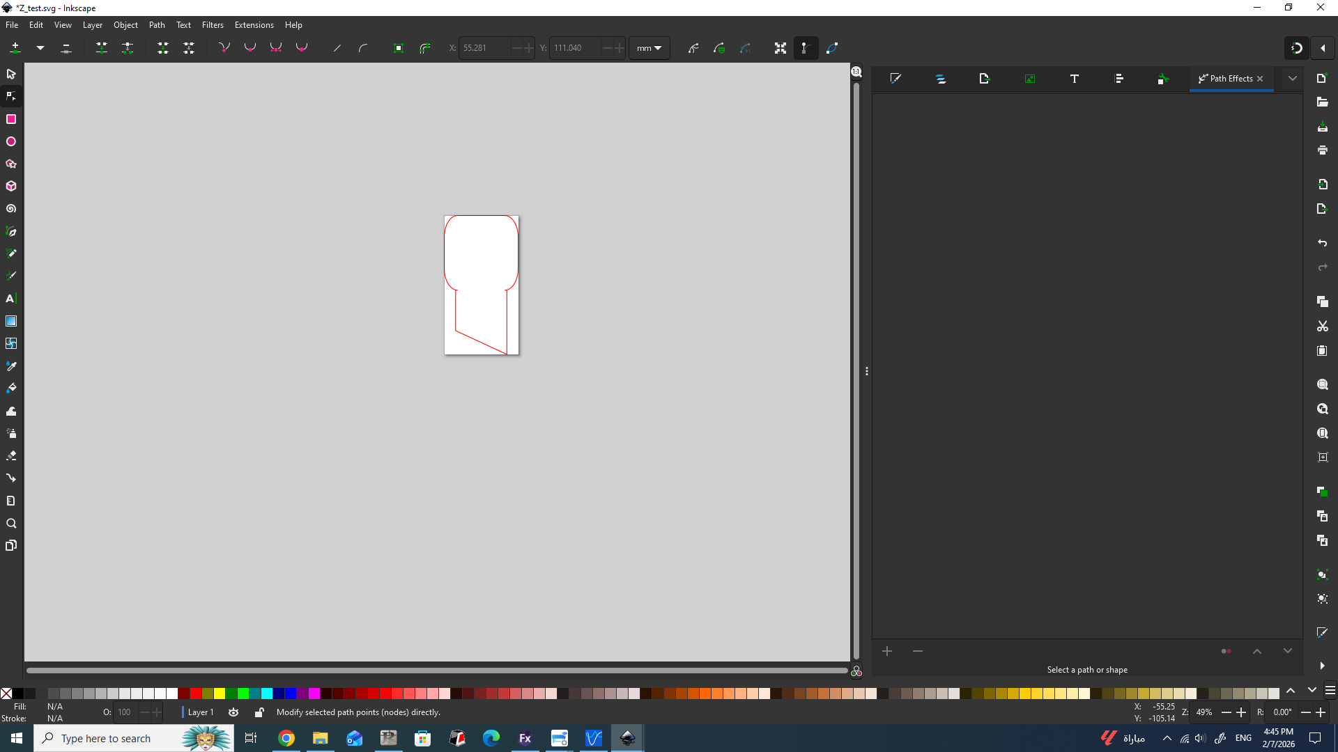 Importing the file to Inkscape