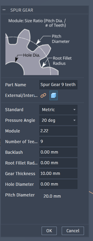 Enter Gear Parameters