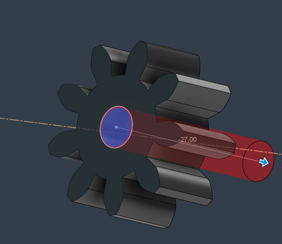 Extude Gear Hole/Bore , this also can be done in the parameters
