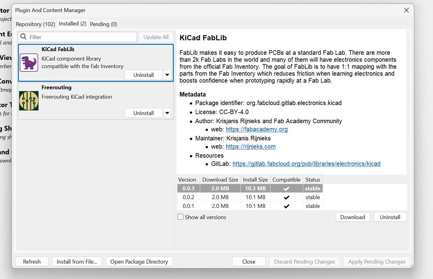 Installed Plugins List