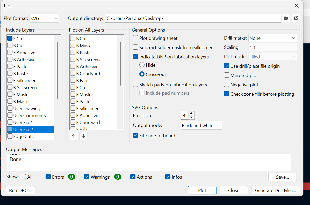 Pad properties to ensure layer / diamaeter