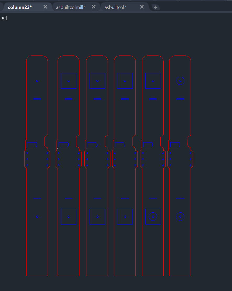 DXF preview of the second version of the long column