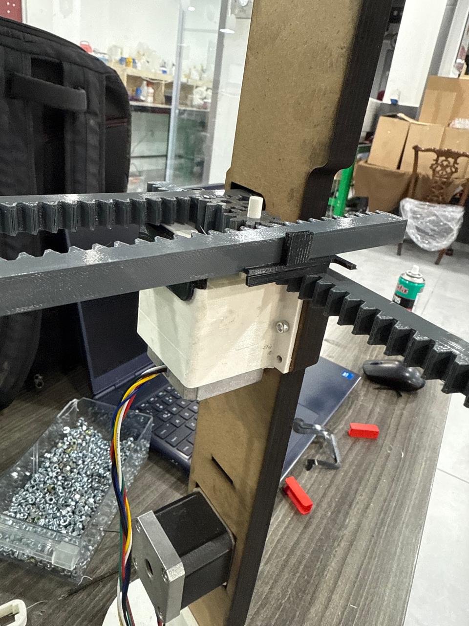 Back view of failed bust mechanism