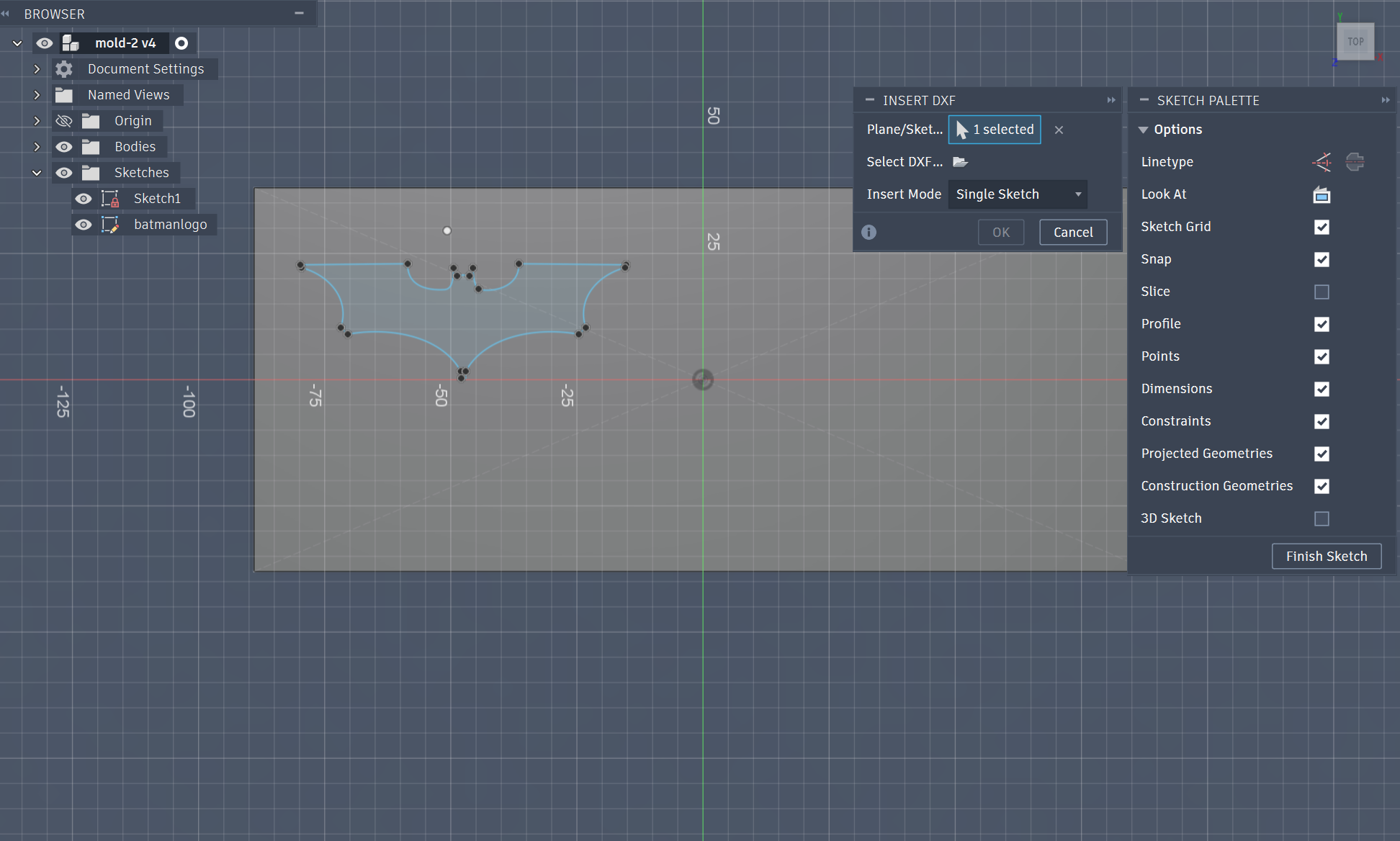 Importing the DXF and positioning it