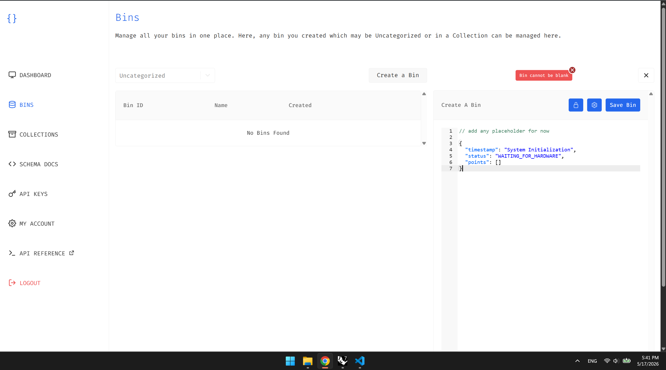 Creating a Bin on jsonbin