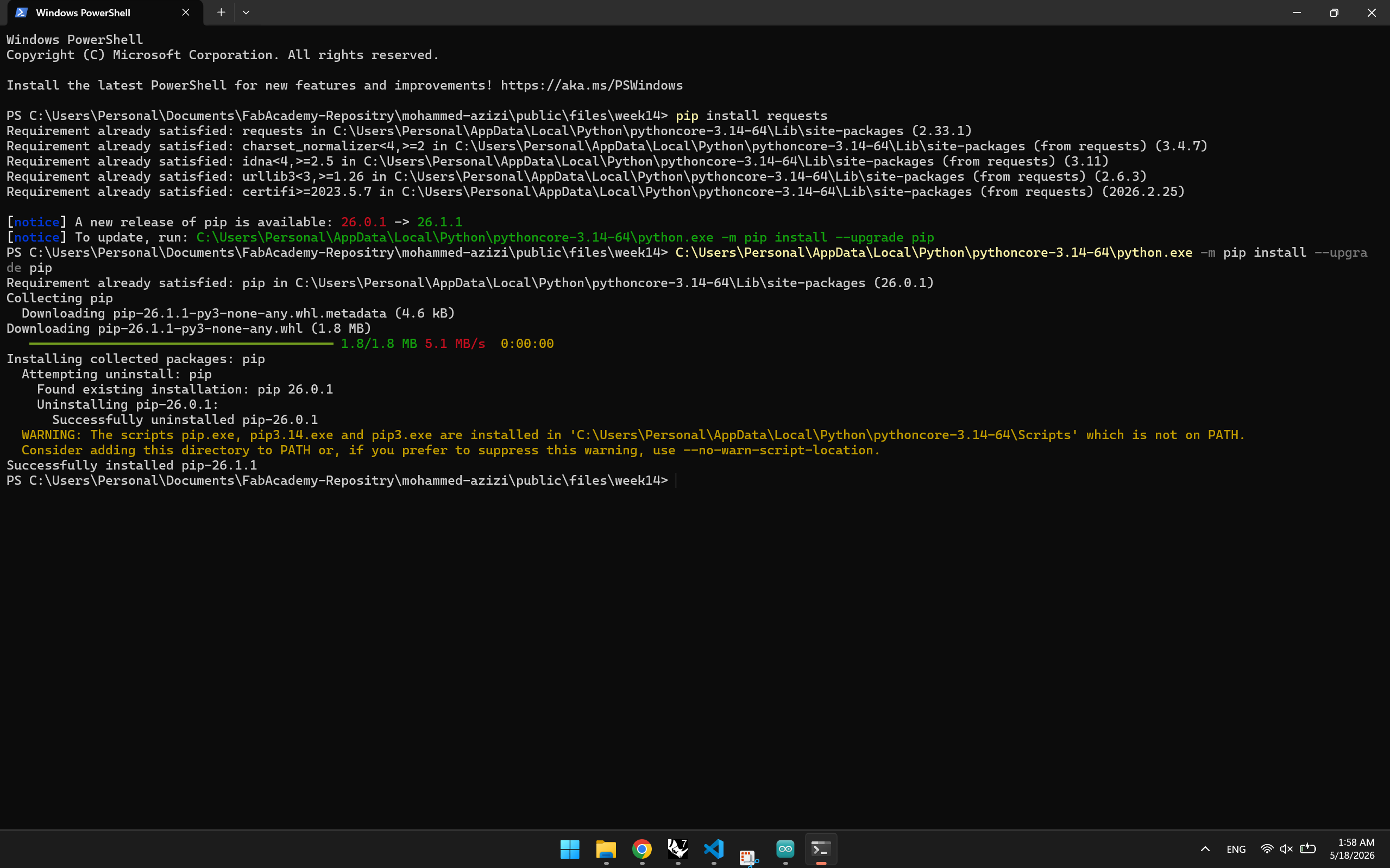 Installing requests web library