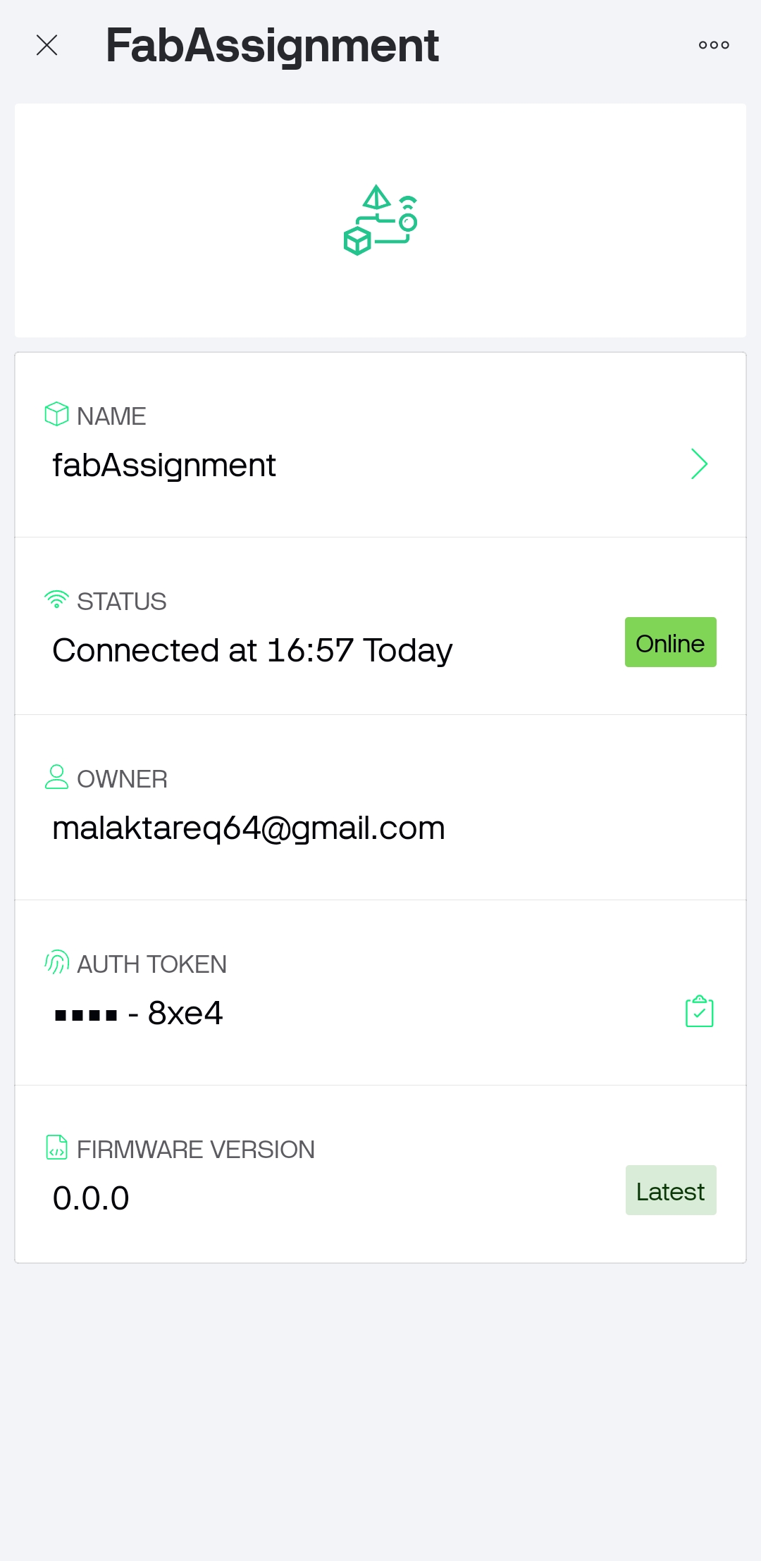 Blynk Authentication Token