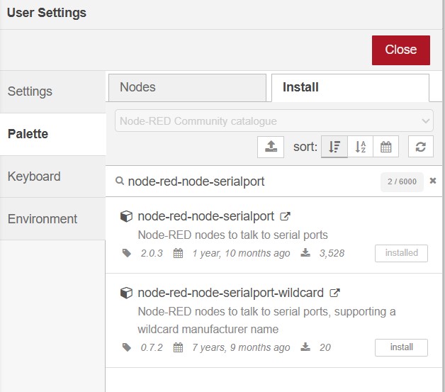 Node-RED Serial Nodes