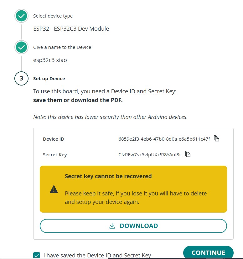 Arduino Cloud Device Key