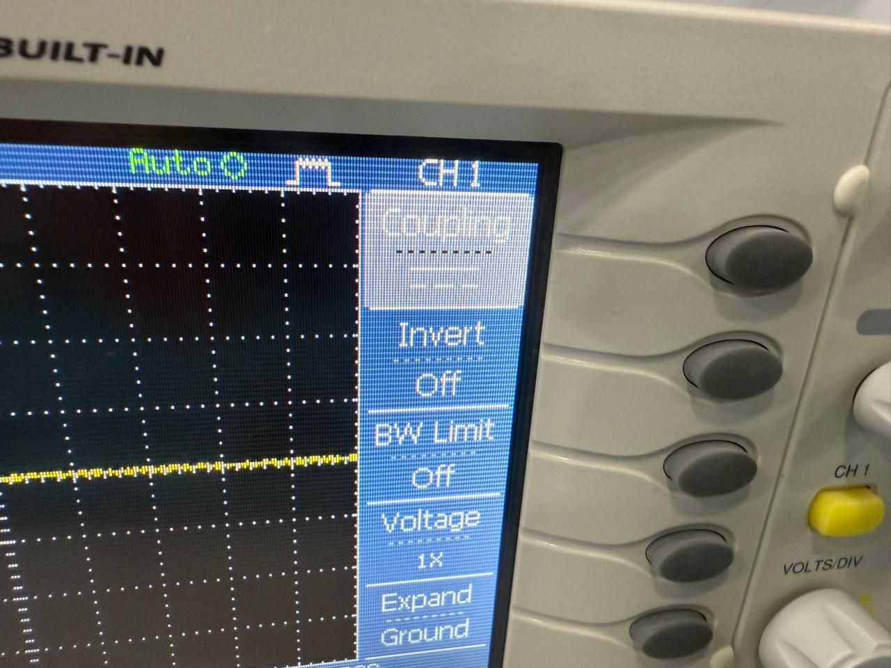 Oscilloscope Configured for Obstacle Sensor Testing