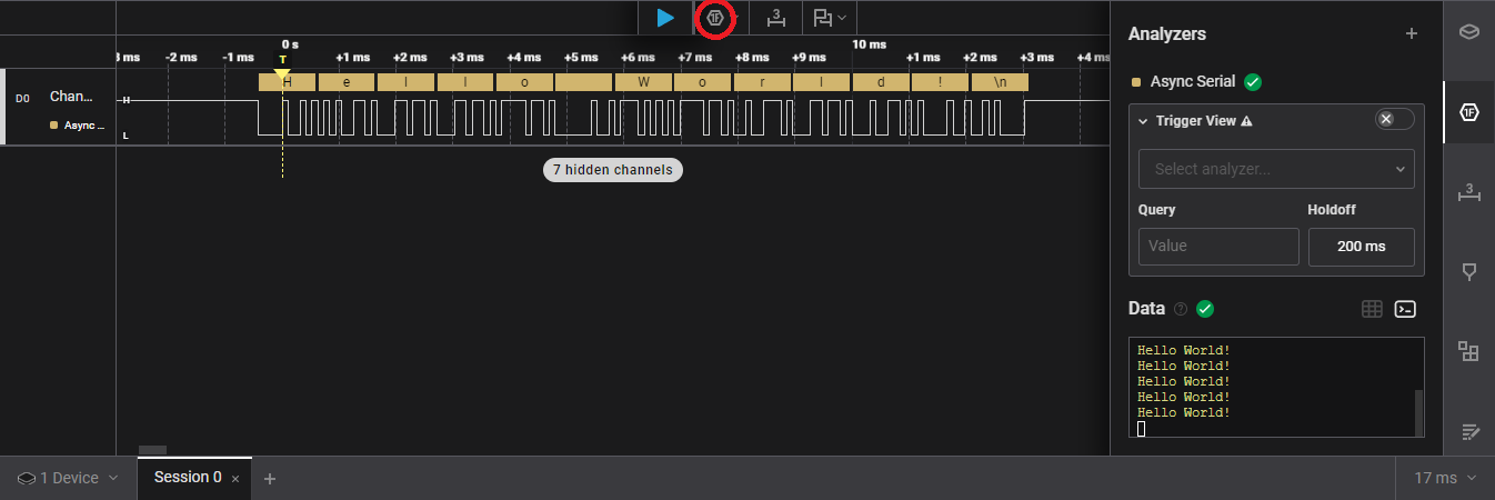 UART decoding in Logic 2