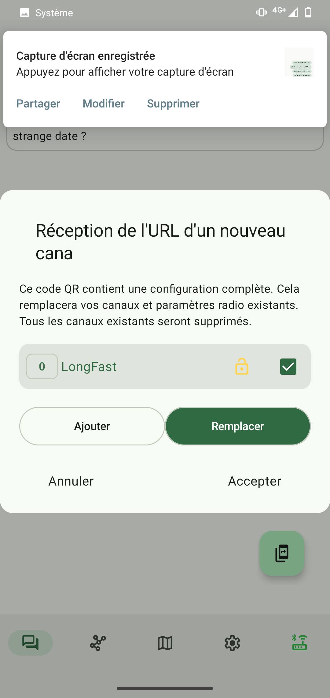 Android app: channel sharing pop-up