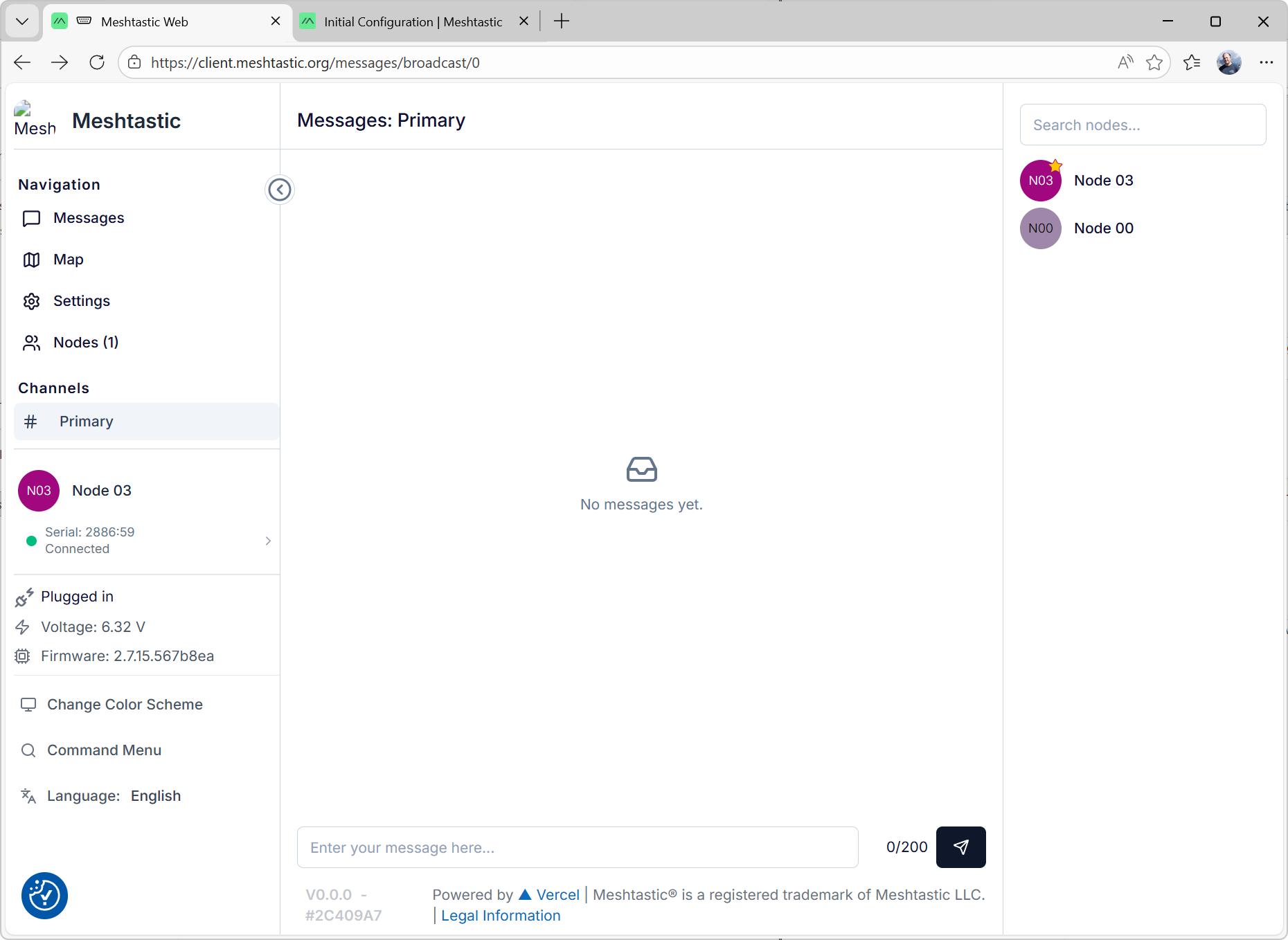 web client: messages