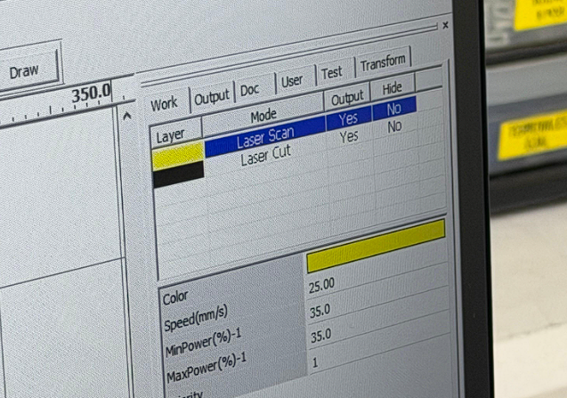 LightBurn layer settings