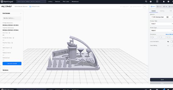 Eiger model on build plate