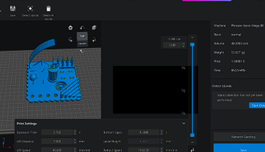 Chitubox sliced model with print settings