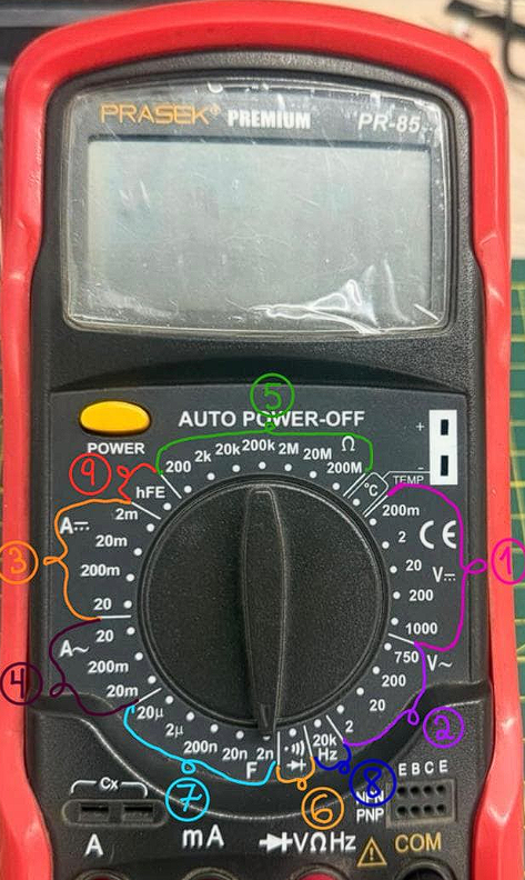 Prasek PR-85 dial annotated