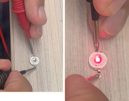 Diode test on red SMD LED