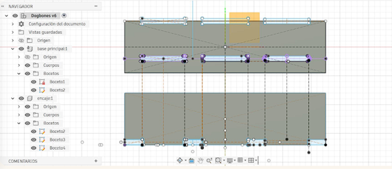 Fusion 360 Dogbones v6 sketch with encaje