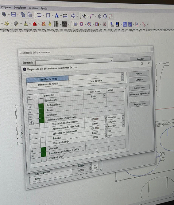 enRoute CAM cutting parameters dialog