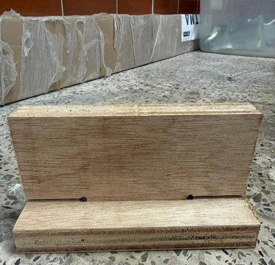 Assembled press-fit plywood joint side view