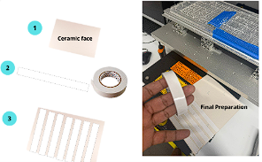 Ceramic board preparation and double-sided tape application