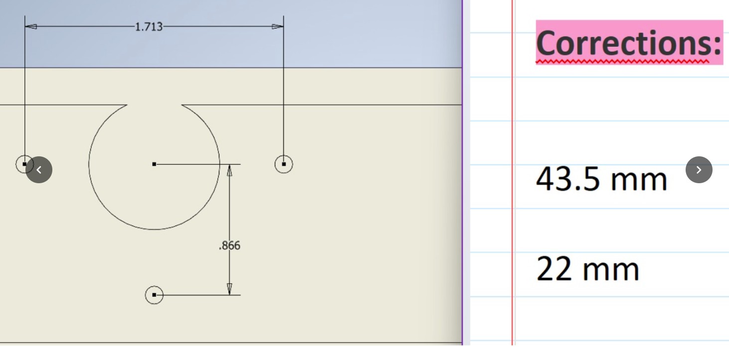 Corrected dimensions for motor mounting