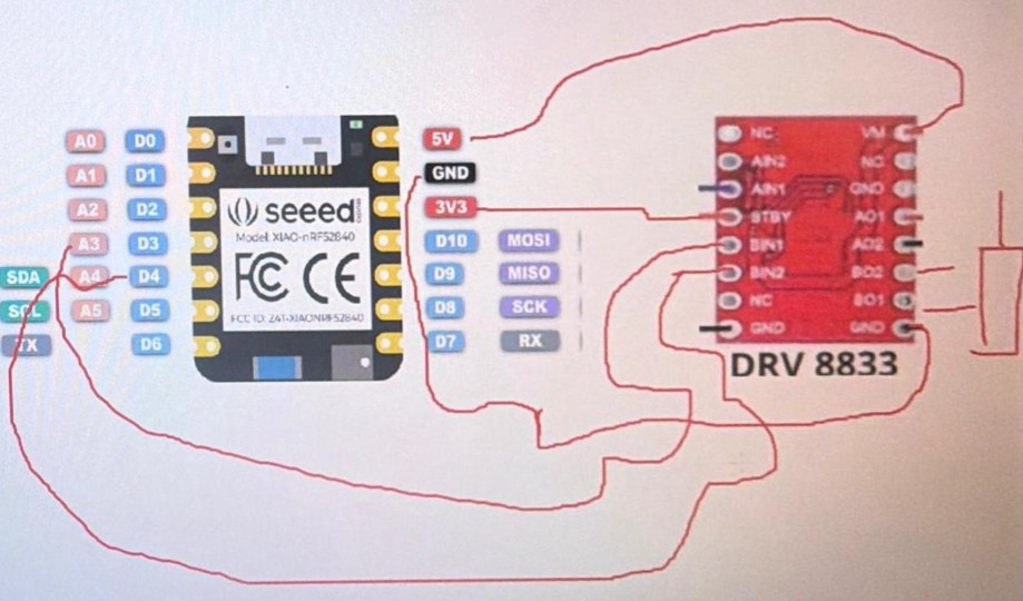 Driver wired to XIAO and motor