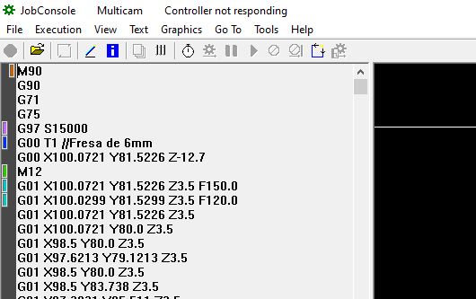 G-code text in JobConsole