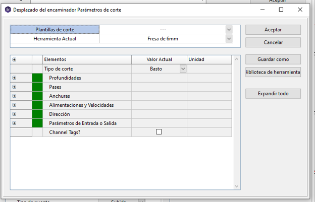 Cutting parameters expanded
