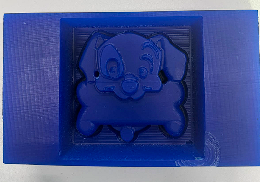 3D-printed blue mold case